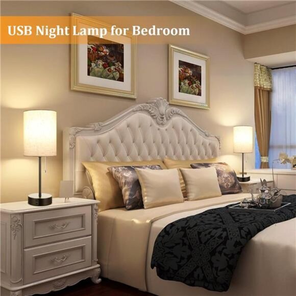 Dott Arts Bedside Lamps for Bedrooms Set of 2, Table Lamps for Nightstand - Picture 5 of 7